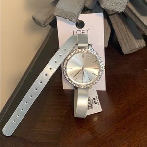 Silver Wrap-Around Watch with Rhinestone Face